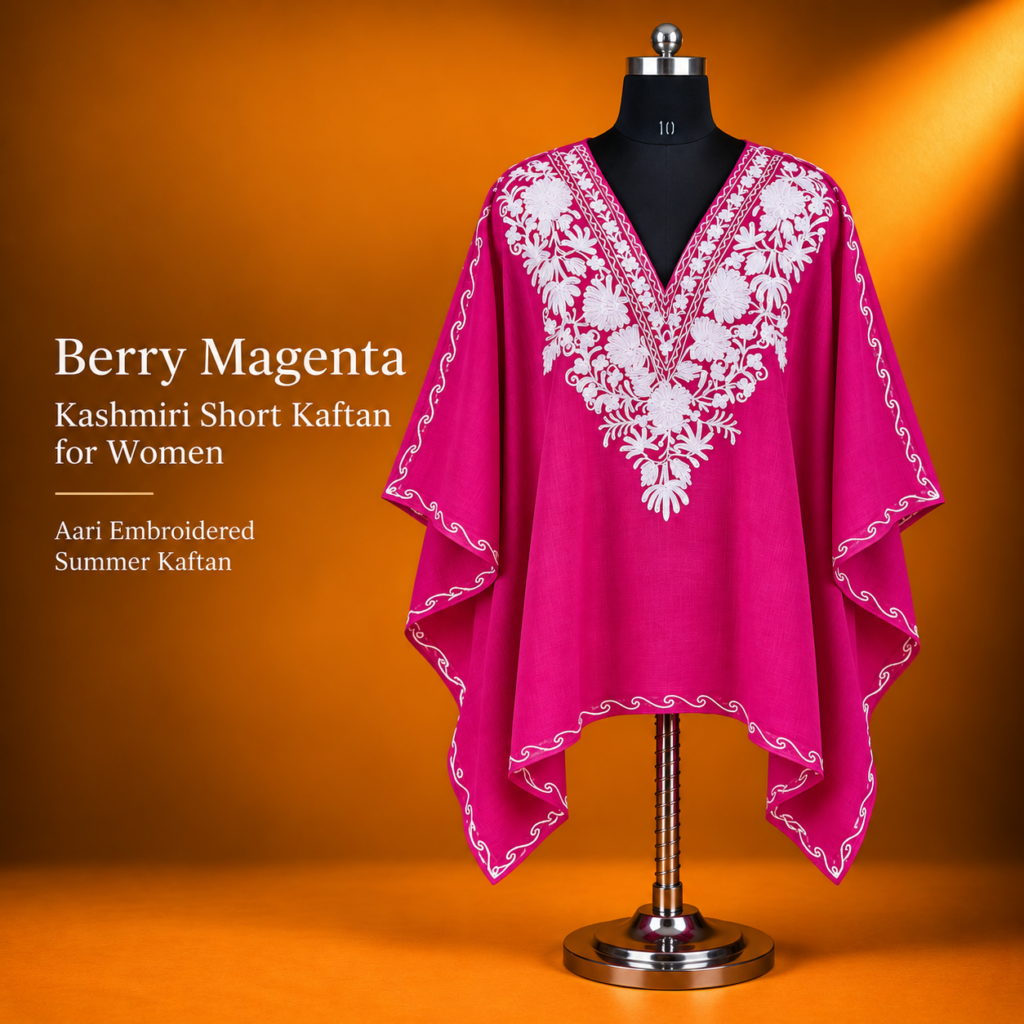 Berry Magenta Kashmiri Short Kaftan