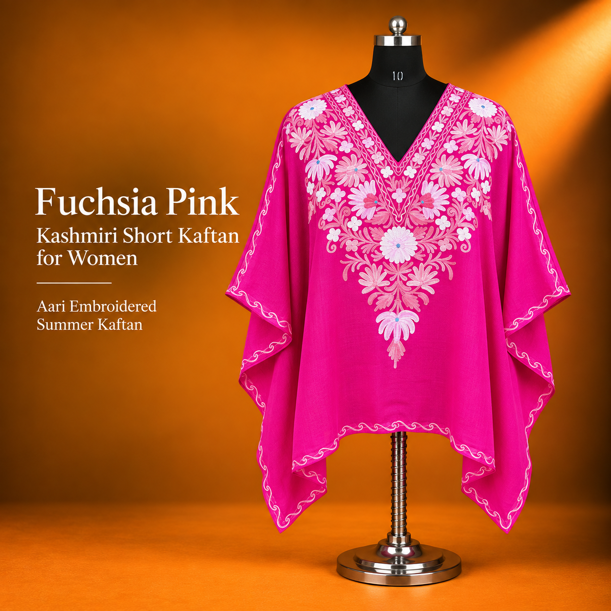 Fuchsia Pink Kashmiri Short Kaftan