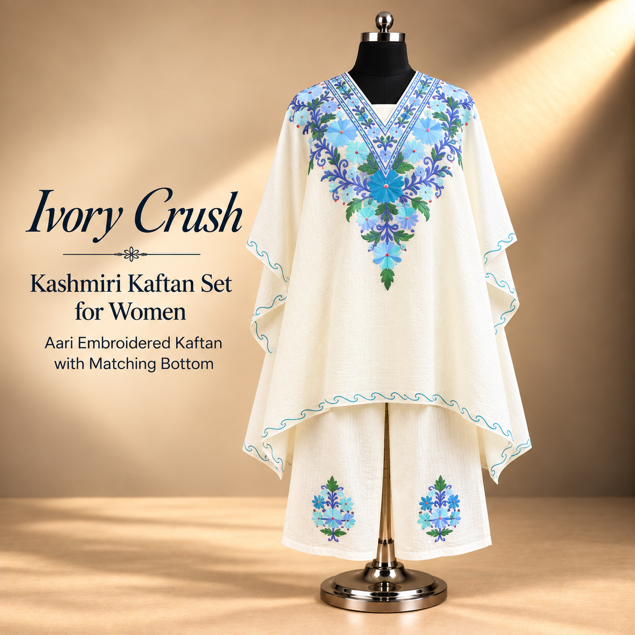 Ivory Crush Kashmiri Kaftan Set