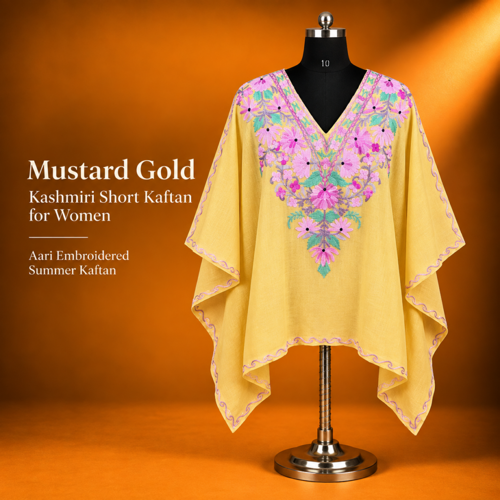 Mustard Gold Kashmiri Short Kaftan