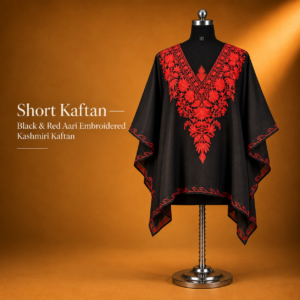 Black & Red Kashmiri Short Kaftan