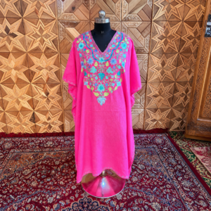 Fuchsia Pink Crush Kashmiri Long Kaftan