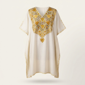 Ivory Gold Kashmiri Long Kaftan