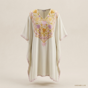 Ivory Pastel Kashmiri Long Kaftan