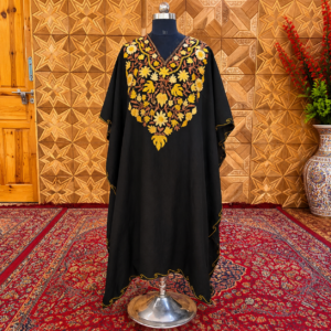 Midnight Black Kashmiri Long Kaftan