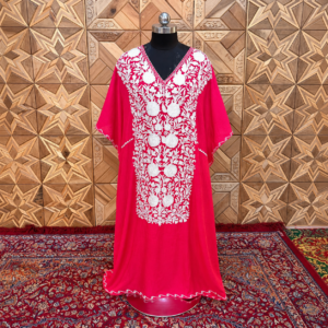 Crimson Red Crush Kashmiri Long Kaftan